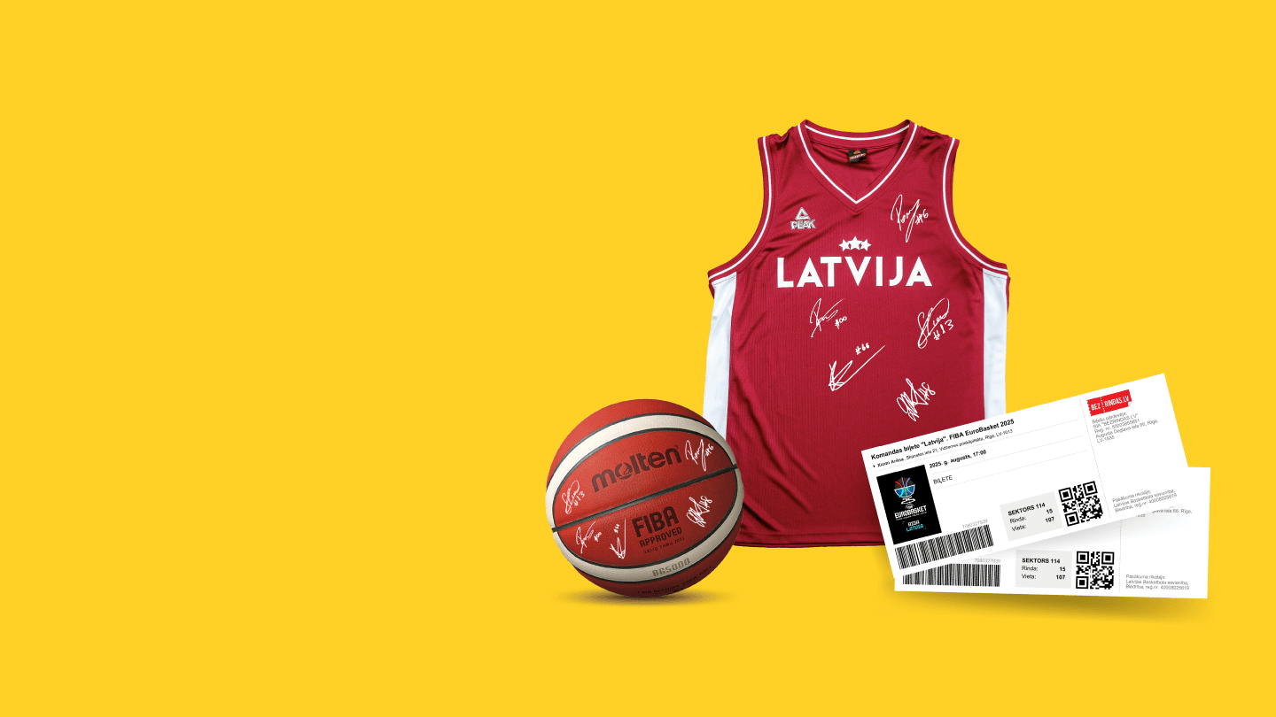 basketbola bumba, Latvijas basketbola izlases krekls, divas biļetes